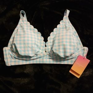 NWT Stoney Clover Lane Gingham Retro Style Padded Bikini Swim Top